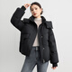 Flying in the snow short down jacket for women 2025 winter new hooded casual thickened warm 90 velvet jacket trendy black M