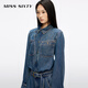 Fräulein sechzig2025 Herbst New Laiseur Denim -Jumpsuits für Frauen mit Gürtel Retro -Arbeitsanzügen Retro Blue M.