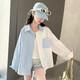 Girls summer thin shirt 2025 new sun protection jacket medium and large children casual children's summer shirt blue 170