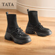 
Heshe (TATA) Sun Leyan same style of Meow Claw Boots for Women's Socks Boots Thick Sole Thin Slim Boots Elastic Short Boots CEG08DZ5 Black 35
