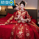 
Shantoulin Village wedding dress, phoenix crown, robe and couple Xiuhe clothes 2025 bride wedding toast clothes, small wedding dress, Chinese wedding dress, Fenglaiyi pleats, diamonds and red beads, S Recommended 100-120 Jin [Jin equals 0.5 kg]