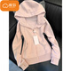 Cotton American hooded slim cardigan sweater for women in spring and autumn 2025 new small high-end top coat 9001 white and gray [regular high quality 28] L 100-120Jin [Jin equals 0.5 kg]