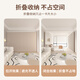 Folding partition curtains can be installed without drilling, invisible in the living room, bedroom curtains, door curtains, screens, hanging curtains, waterproof and semi-shading, imitation linen - off-white + magnetic suction, suitable for wall width 360-410, curtain width 270*270, double-piece rod delivery