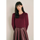 OBBLIGATO Autumn and Winter Round Neck H-shaped Sheep Wool Mixed Cashmere Suit Top Top Burgundy L