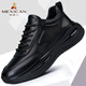 Espantapájaros Autumn Nuevos deportes y zapatos casuales Suelas gruesas All Black Soft Sole Soft Leather Surful-Water Waterpiendo y No Slip Business Work Shoes para hombres Zapatos PK-9901 Negro 39