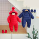 Baby winter clothing, newborn jumpsuit, autumn and winter thickened New Year's Eve baby outing clothes, New Year's greetings clothes set, with footmuffs, green, thickened style + shoes 90cm