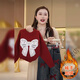 Siyang girls winter 2025 new fashion Korean style thickened Christmas red sweater, medium and large children's velvet jeans suit trendy H white bow sweater and black velvet jeans (120