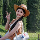 Nanmu Xiong ethnic style western cowboy hat women's summer travel wear in Xinjiang, Tibet and western Sichuan, mountaineering hat, sun protection hat, khaki color
