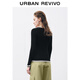 UR2025 new autumn women's contrasting color fake two-piece stitching slim long-sleeved T-shirt UWJ450109+ black M
