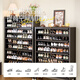 
Mercerta steel shoe cabinet household door entrance entrance entrance wall medieval style storage cabinet integrated shoe rack [carbon steel door panel] retro plaid - Obsidian black 800x1695x350mm