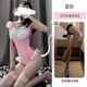 Suspender jumpsuit for women, loose shirt, uniform, sexy clothing, thong stockings, stockings, sex date set, pink one-piece jumpsuit, knee-high, black fishnet stockings L110-125Jin Jin is equal to 0.5kg