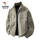 Woodpecker Jacket Men's Single Casual Jacket Trendy Slim Handsome Youth Autumn and Winter Fashion Motorcycle Leather Jacket Men's White Gray XL