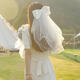Jingli Jingda Bailu same style high-end fluffy gauze bridal veil female super fairy certificate registration photo bow bow proposal headdress white veil hairpin style