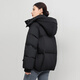 Flying in the snow short down jacket for women 2025 winter new hooded casual thickened warm 90 velvet jacket trendy black M