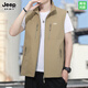 JEEP SPIRIT Jeep men's vest autumn and winter loose large size work clothes plus velvet 2025 double-sided vest outdoor fishing clothing Khaki XL