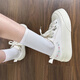 Jinghua Autumn Canvas Shoes for Women 2025 Nuevos zapatos blancos bordados para el petróleo espesas zapatos de tablero de planta gruesas