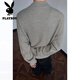 Playboy Henley Collar Half Turtleneck Sweater Men's Autumn American Loose Sweatshirt Jacket Men's Lazy Style Sweater Men Black 2XL