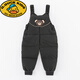 G.DUCKKIDS children's down overalls thickened new winter warm jumpsuits for boys and girls, toddlers and babies outer wear down pants black 100 cm