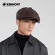 Kenmont British retro genuine leather beret autumn and winter windproof plus velvet warm gentleman forward hat large head circumference dark brown M 58c_ (adjustable)