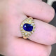HEEKAIYI Sapphire Ring Female Royal Blue 18k Gold Diamond Ring Chinese Valentine's Day Birthday Gift for Wife and Girlfriend Selected 3.07 carat/Royal Blue