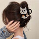 Design sense flower puppy grabber female high-end 2025 new back of the head hairpin Chinese Valentine's Day clip hair accessory Cartoon brown bear head black about 8cm