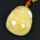 Amber School, one thing, one picture, one certificate, beeswax pendant, Maitreya Buddha, natural amber square brand, men and women, Laughing Buddha, Russian material, pendant 7.34g, 35*29*10mm