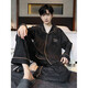 Banana (banana) pajamas for men's thin spring and autumn large-size loose casual long-sleeved suit cardigans for outdoor comfort home clothes OMM12013 3XL (recommended 170-190Jin [Jin equals 0.5 kg])
