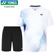 YONEX Yonex badminton suit light and quick-drying men's short-sleeved shorts sports suit 1104025BCR white L