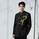 GOKU Men's New Chinese Style Engagement Dress Stand Collar Mao Suit Suit Chinese Style Embroidered Suit for Marriage Tang Suit Men Golden Bamboo Jacket + Pants L Recommended weight 110-130 Jin Jin equals 0.5 kg