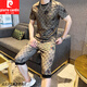 皮尔卡丹（pierre cardin）欧货短袖男装夏季潮牌潮流高端冰丝速干t恤男士穿搭一整套装痞帅T 826黑色套装 薄款 L 适合105-120斤