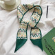 Aoyanlai white and tender green small silk scarf for women in spring and summer thin narrow ribbon headband hair tie bag decoration long scarf light green diamond grid