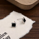 Four-leaf clover earrings sterling silver women's 999 silver earrings genuine black light luxury high-end earrings new 2025 hot style