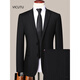 VlCUTU Men's Suit Suit Professional Formal Work Suit Groomsman Groom Wedding Dress Black XS 160/76A