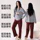 
Cat man pajamas women pure cotton spring and autumn long sleeves 2025 new loose plaid cartoon home clothes grey can be worn outside