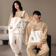 LangSha couple pajamas, one man and one woman, winter coral velvet thickened warm cartoon cute casual wearable home clothes winter 9018 couple M female + L male