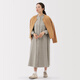 
MUJI women's flannel stand collar long sleeve dress women's skirt cotton dress 25-year autumn new product light beige check L (165/88A)