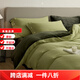 200 count winter AB thickened milk velvet four-piece set of cotton double-layer gauze bed flannel sheets and fitted sheets, fruit green-olive green 1.8m fitted sheet set of four