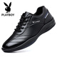Playboy (PLAYBOY) Men's Shoes 2025 Spring New Business Trendy Leather Shoes Men's Fashion Versatile Sports Casual Shoes Men HHGZ-9873 Black 38