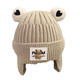 Baby hat autumn and winter knitted woolen hat for boys and girls cute bear infant ear protection warm hat winter beige single layer + 3-36 months (44-52cm) + elastic