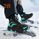Anta children's cotton shoes for boys and girls winter non-slip knob buckle high top plus velvet warm outdoor snow boots two cotton shoes store manager recommended black/fluorescent aqua-4 35 shoe inner length 22cm