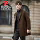 Pierre Cardin autumn and winter men's double-sided wool coat mid-length high-end woolen coat men's Korean style casual windbreaker trend gray green 67.3% sheep wool XL
