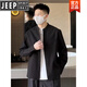 JEEP2025 Spring and Autumn Simple Henry Collar Casual Shirt Men's Fashion Old Money Style Loose Versatile Textured Long-Sleeved Top White M 100-130Jin Jin is equal to 0.5 kg