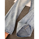 7 excellent products Men's micro-flared jeans autumn and winter plus velvet American high-end machete loose straight long pants for men DF-707 light blue XL