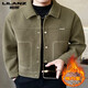 Lilang casual thickened cotton woolen jacket 2025 autumn and winter new fashion trend topstitch lapel men's jacket apricot 2XL 185 suitable for 175-185Jin Jin equals 0.5 kg