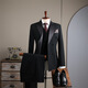 Vbanlya Italian brand 2025 double row suit men's suit groom wedding dress groomsmen suit suit male host black (suit + trousers) 2XL 9011 black 54_(135-145Jin Jin equals 0.5 kg)