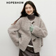 Red sleeves (hopeshow) retro literary horn button fur 2025 winter new women's 100% sheep wool granular velvet warm short jacket, cloud gray 075 M