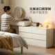 Genji Muyu solid wood dressing table bedroom simple dressing table cream style drawer 1.07m right L table + 1.21m six-drawer cabinet