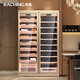 Meijing Raching/Meijing Red Wine + Cigar Combination Cabinet CD1200 Stainless Steel Old Cannon Double Door Constant Temperature and Humidity Compressor Humidity Cabinet Space Silver-Double Door Cigar Cabinet