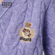 Teenie Weenie Bear Women's Wool Séter 2025 Autumn Nuevo cómodo Ségulo de cuello V de estilo academia de academia