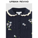 UR2025 Autumn New Women's Retro College Flower Pattern Knitted Cardigan UYL950235